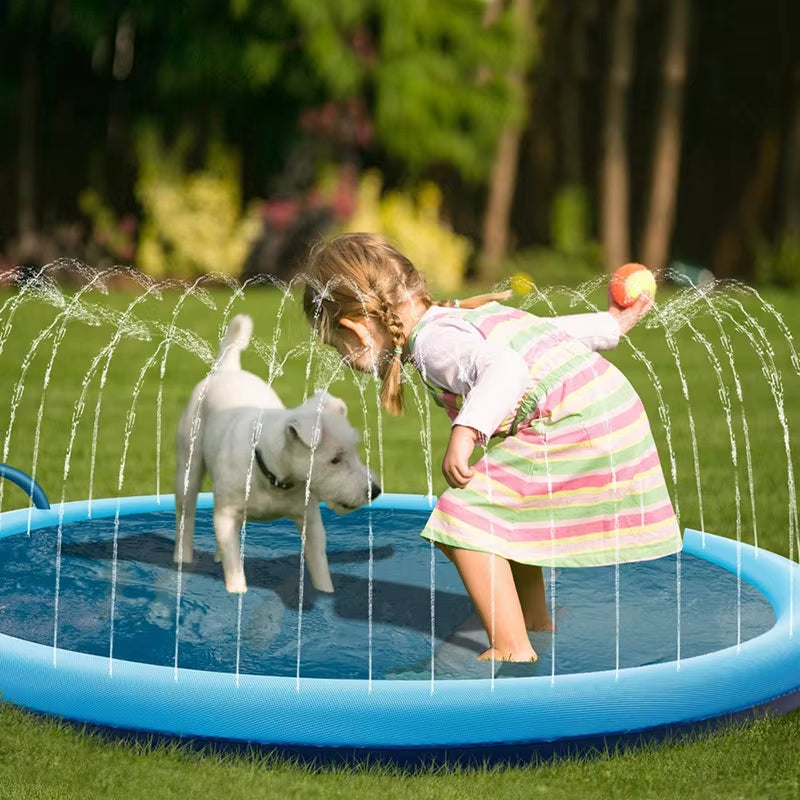 Summer Pet Swimming Pool Inflatable Water Sprinkler Pad Play Cooling Mat Outdoor Interactive Fountain Toy for Dogs